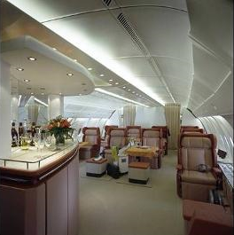 Airbus A380 upstairs Business Class Seating.