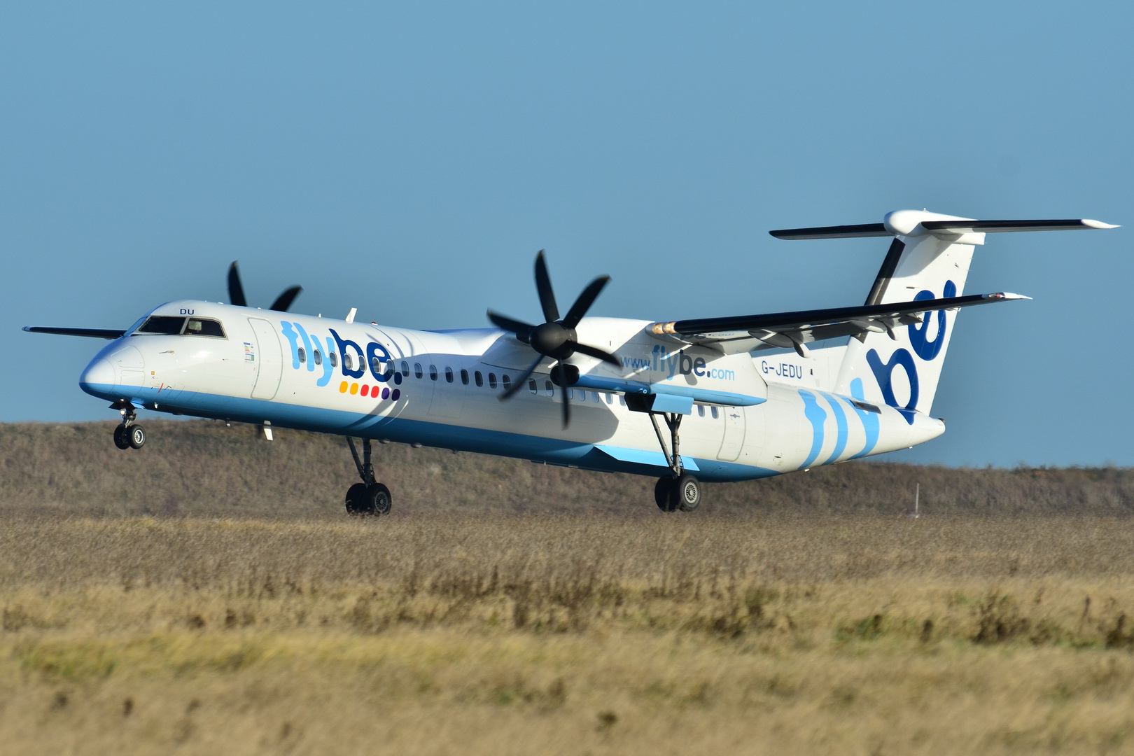 De Havilland Canada DHC Dash-8-402Q FlyBe(BEE) Named The Pride of Exeter registration G-JEDU