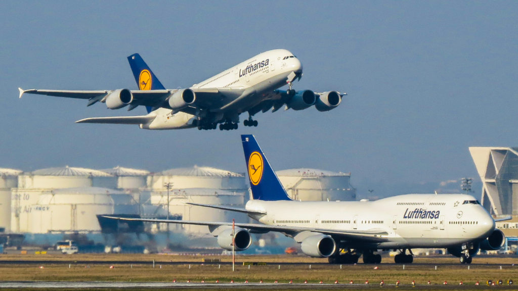 Lufthansa Airbus A380 and Boeing 747-8