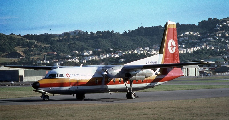 NAC Fokker F27 ZK‑NAH at Wellington, New Zealand in 1978